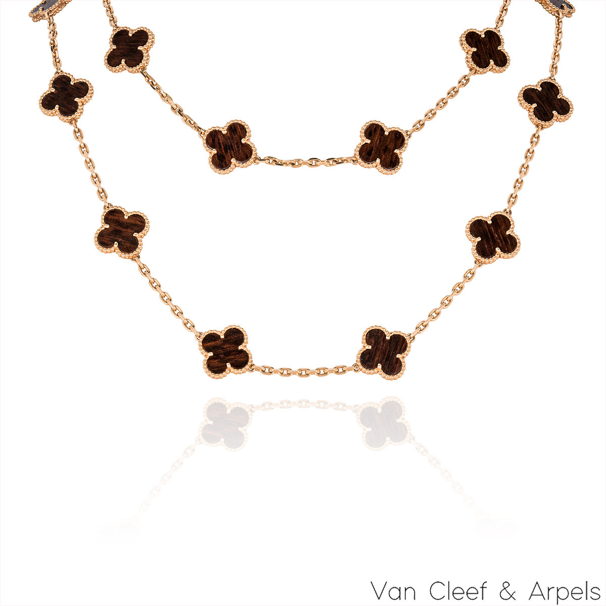 Van Cleef & Arpels Rose Gold Letterwood Vintage Alhambra 20 Motif